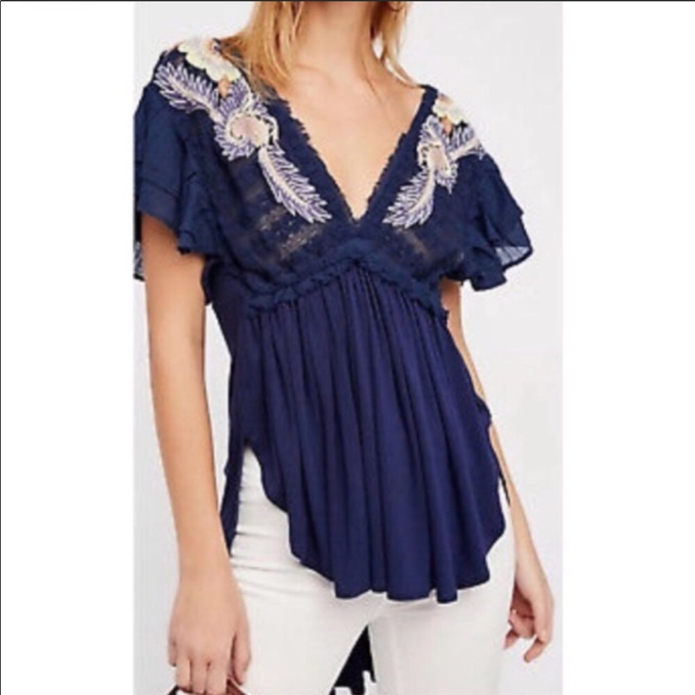 Free people blue flowy tunic